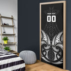 Maori Rugby Custom Ngaru Mangopare Door Cover Black Whetu Niho Taniwha Motif