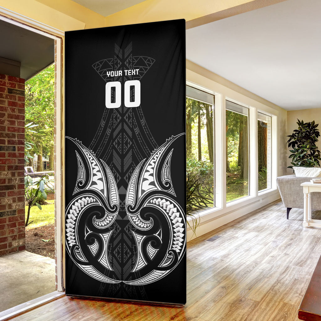 Maori Rugby Custom Ngaru Mangopare Door Cover Black Whetu Niho Taniwha Motif