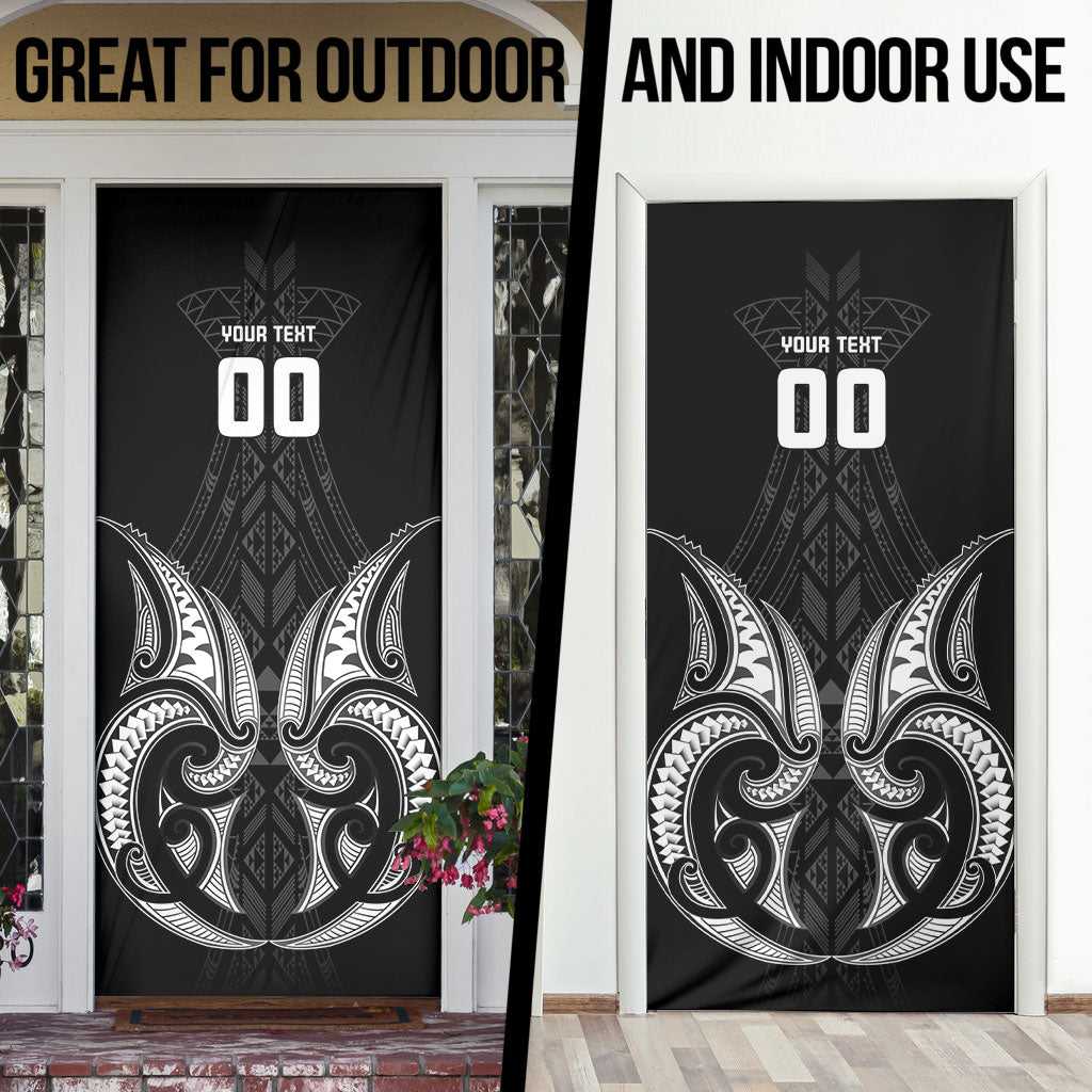 Maori Rugby Custom Ngaru Mangopare Door Cover Black Whetu Niho Taniwha Motif