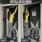 Maori Rugby Custom Ngaru Mangopare Door Cover Black Whetu Niho Taniwha Motif