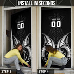 Maori Rugby Custom Ngaru Mangopare Door Cover Black Whetu Niho Taniwha Motif