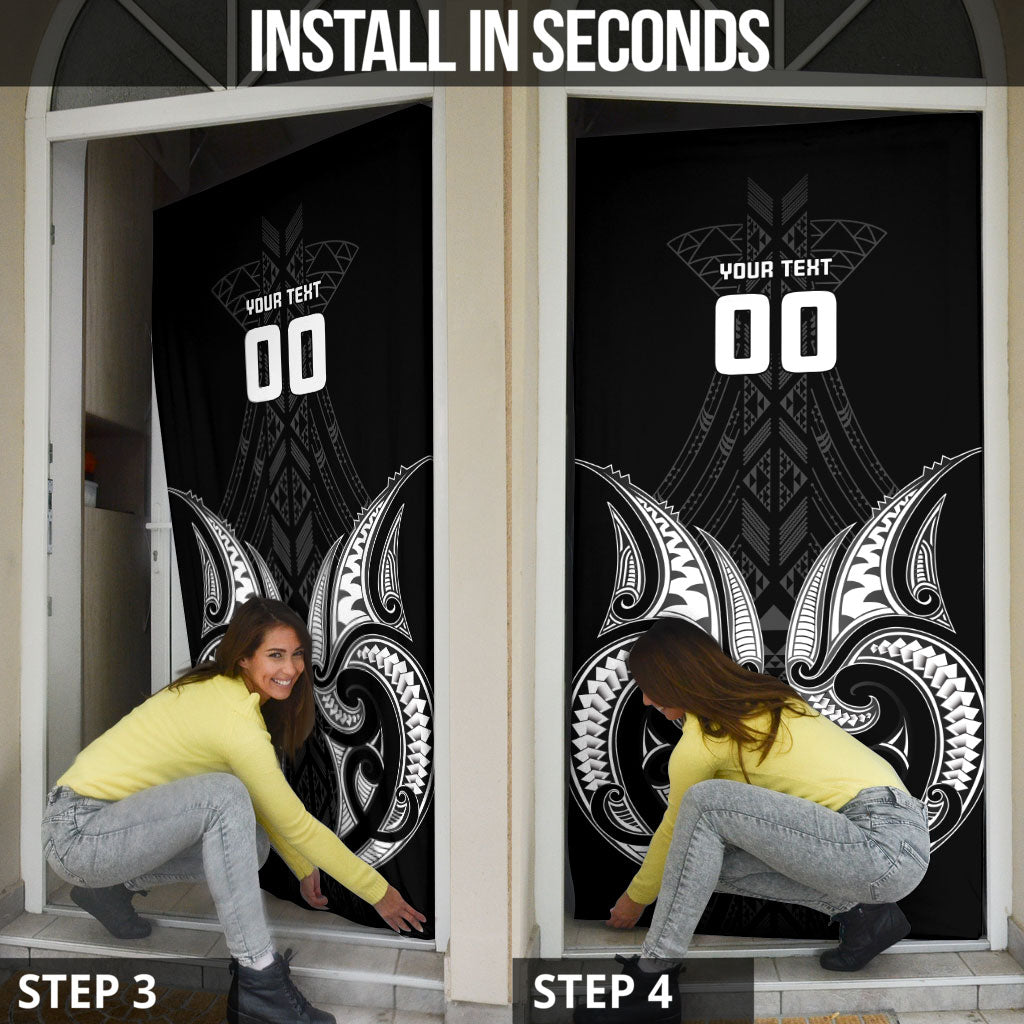 Maori Rugby Custom Ngaru Mangopare Door Cover Black Whetu Niho Taniwha Motif