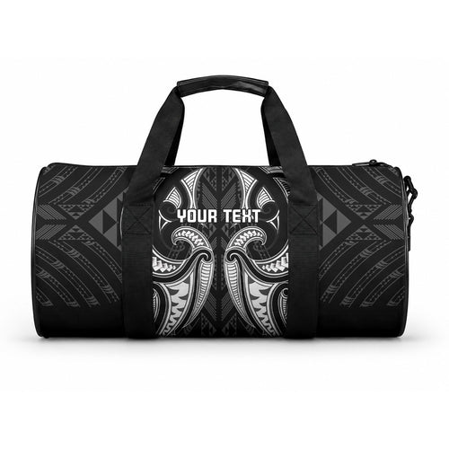 Maori Rugby Custom Ngaru Mangopare Duffle Bag Black Whetu Niho Taniwha Motif