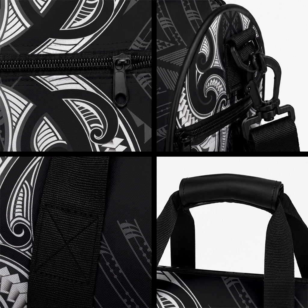 Maori Rugby Custom Ngaru Mangopare Duffle Bag Black Whetu Niho Taniwha Motif