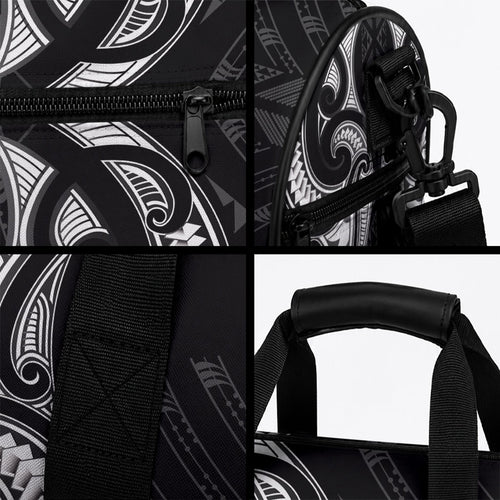 Maori Rugby Custom Ngaru Mangopare Duffle Bag Black Whetu Niho Taniwha Motif