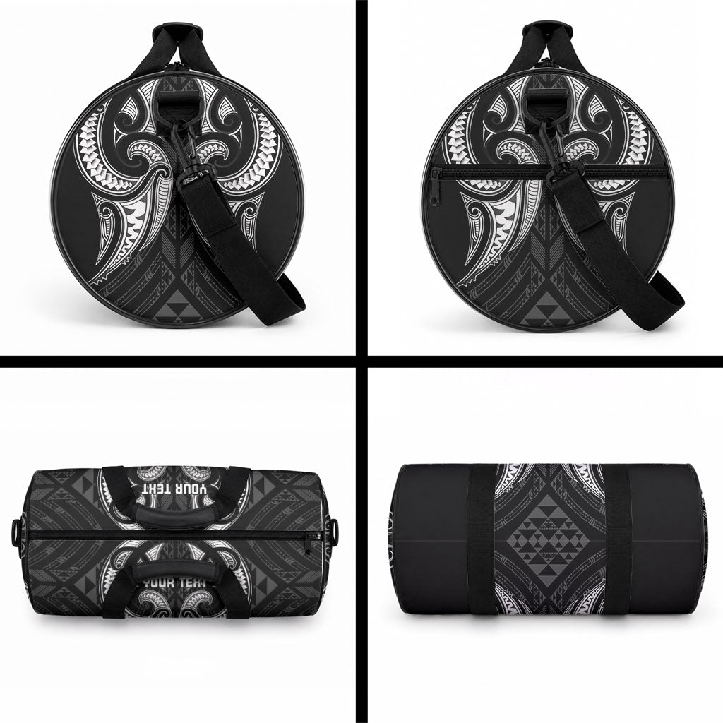 Maori Rugby Custom Ngaru Mangopare Duffle Bag Black Whetu Niho Taniwha Motif