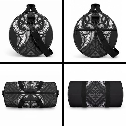 Maori Rugby Custom Ngaru Mangopare Duffle Bag Black Whetu Niho Taniwha Motif