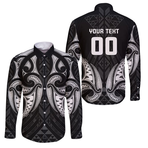 Maori Rugby Custom Ngaru Mangopare Family Matching Summer Maxi Dress and Hawaiian Shirt Black Whetu Niho Taniwha Motif