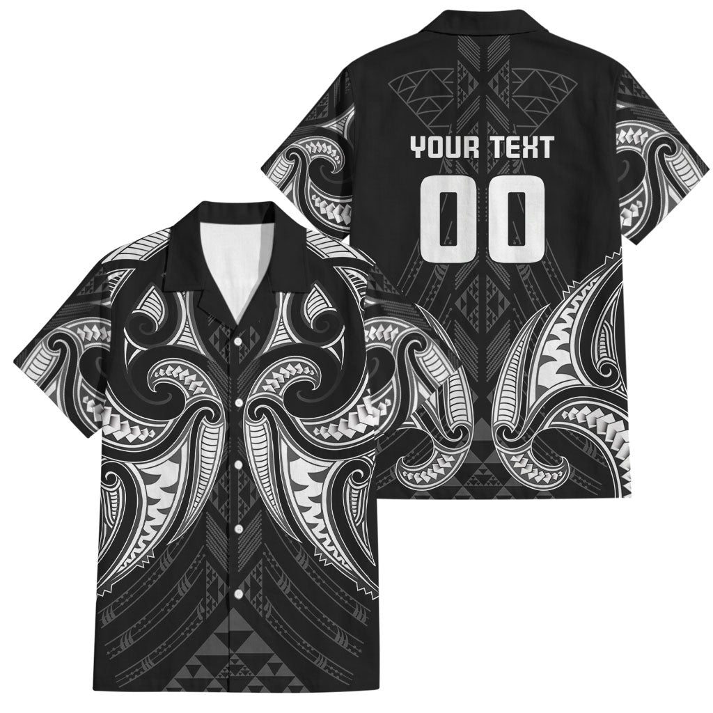 Maori Rugby Custom Ngaru Mangopare Family Matching Tank Maxi Dress and Hawaiian Shirt Black Whetu Niho Taniwha Motif