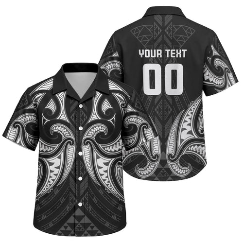 Maori Rugby Custom Ngaru Mangopare Family Matching Tank Maxi Dress and Hawaiian Shirt Black Whetu Niho Taniwha Motif