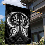 Maori Rugby Custom Ngaru Mangopare Garden Flag Black Whetu Niho Taniwha Motif