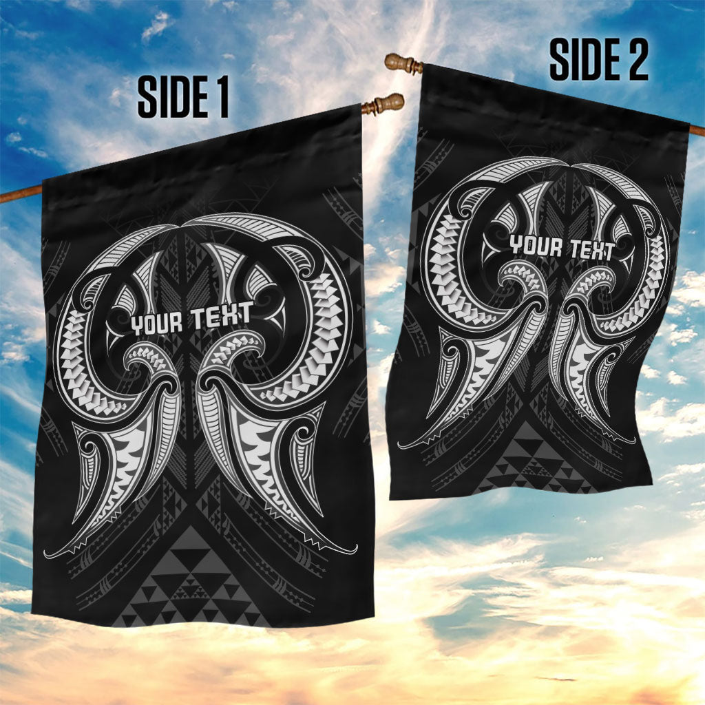 Maori Rugby Custom Ngaru Mangopare Garden Flag Black Whetu Niho Taniwha Motif