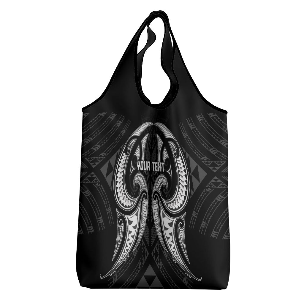 Maori Rugby Custom Ngaru Mangopare Grocery Bag Black Whetu Niho Taniwha Motif