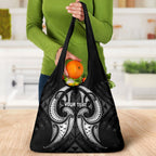Maori Rugby Custom Ngaru Mangopare Grocery Bag Black Whetu Niho Taniwha Motif