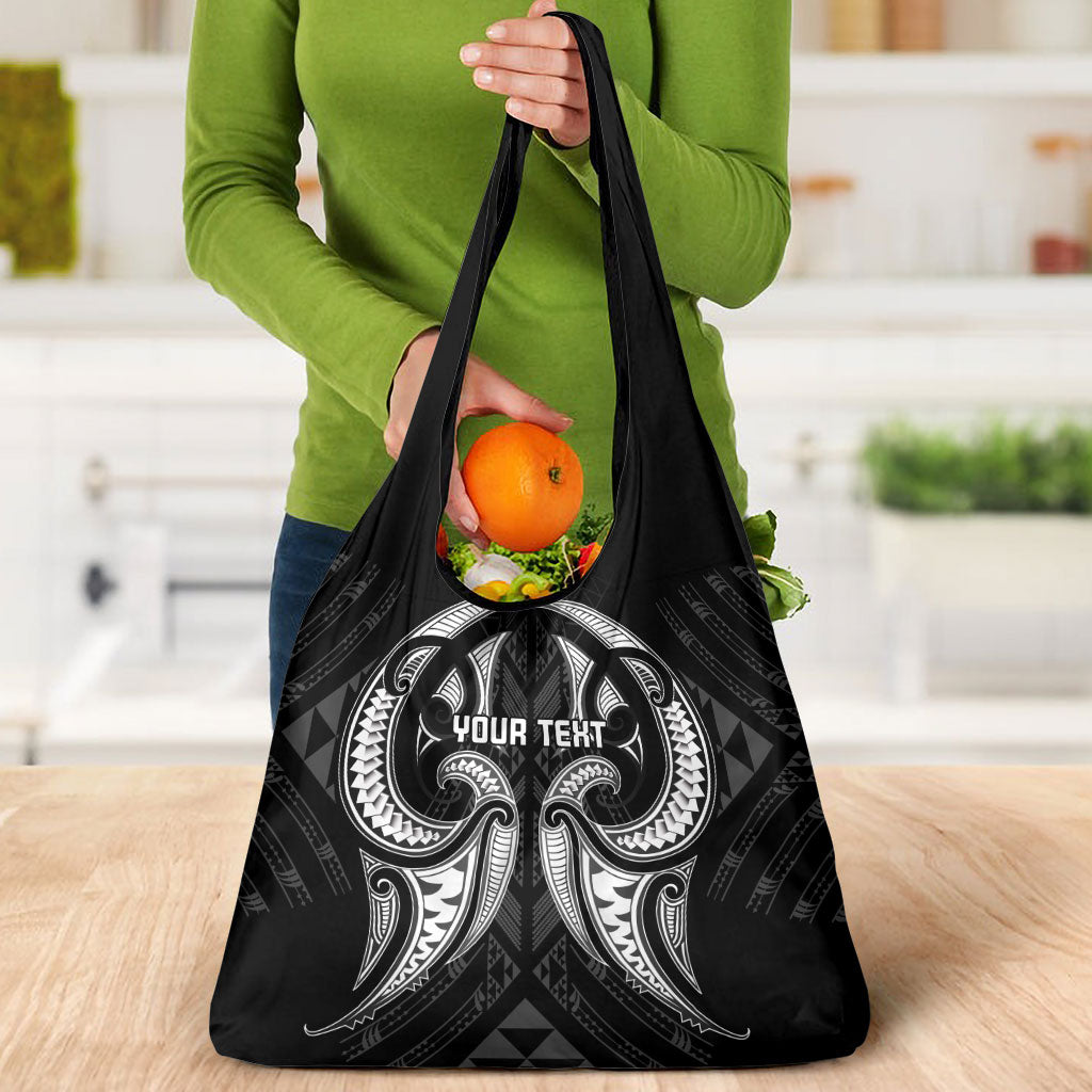 Maori Rugby Custom Ngaru Mangopare Grocery Bag Black Whetu Niho Taniwha Motif