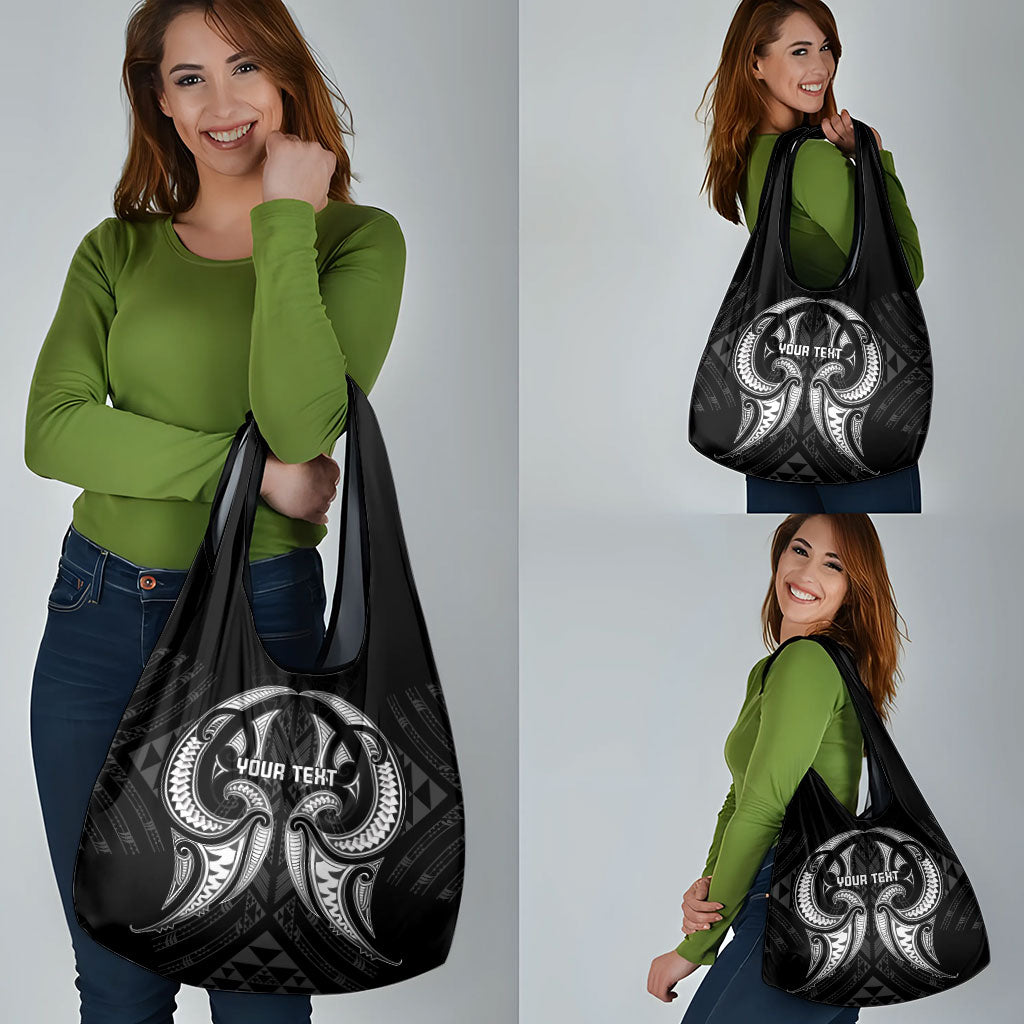 Maori Rugby Custom Ngaru Mangopare Grocery Bag Black Whetu Niho Taniwha Motif