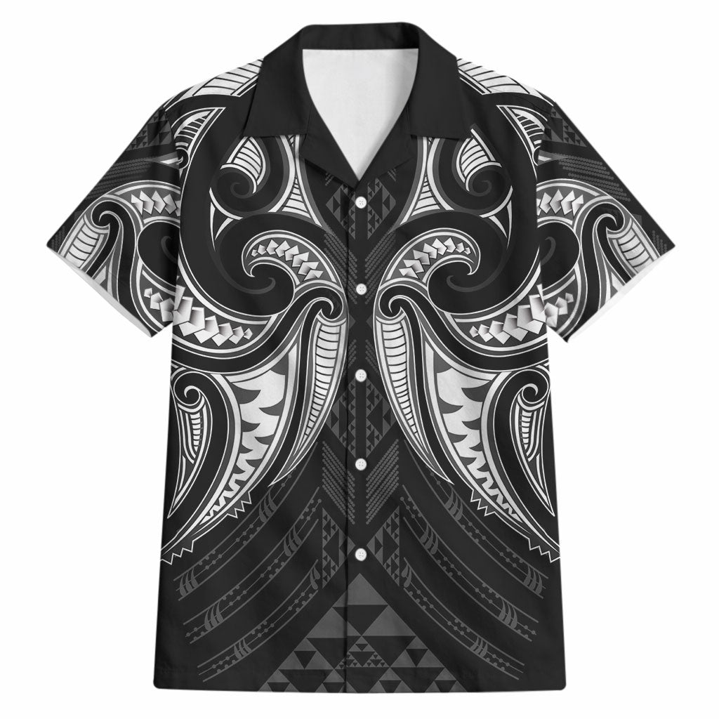 Maori Rugby Custom Ngaru Mangopare Hawaiian Shirt Black Whetu Niho Taniwha Motif