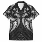Maori Rugby Custom Ngaru Mangopare Hawaiian Shirt Black Whetu Niho Taniwha Motif