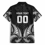Maori Rugby Custom Ngaru Mangopare Hawaiian Shirt Black Whetu Niho Taniwha Motif