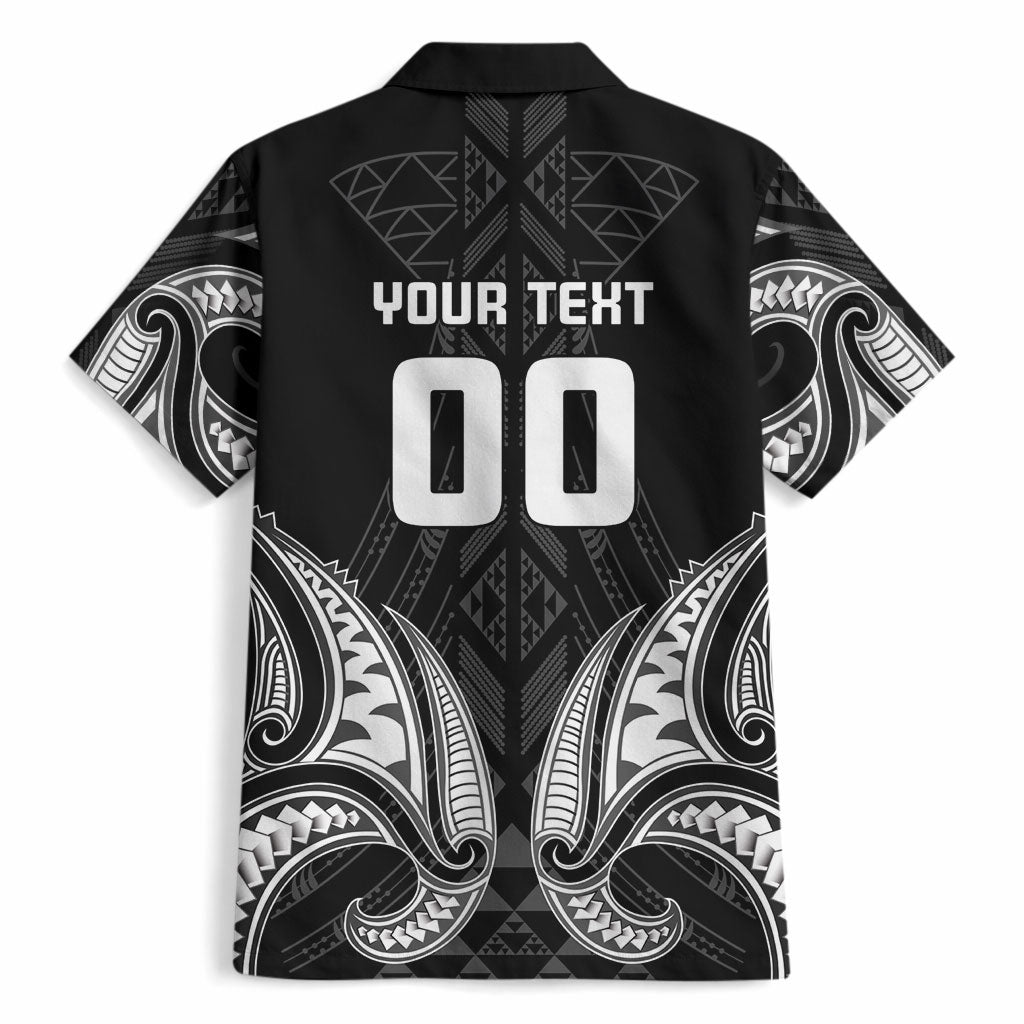 Maori Rugby Custom Ngaru Mangopare Hawaiian Shirt Black Whetu Niho Taniwha Motif