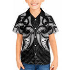 Maori Rugby Custom Ngaru Mangopare Hawaiian Shirt Black Whetu Niho Taniwha Motif