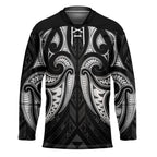 Maori Rugby Custom Ngaru Mangopare Hockey Jersey Black Whetu Niho Taniwha Motif