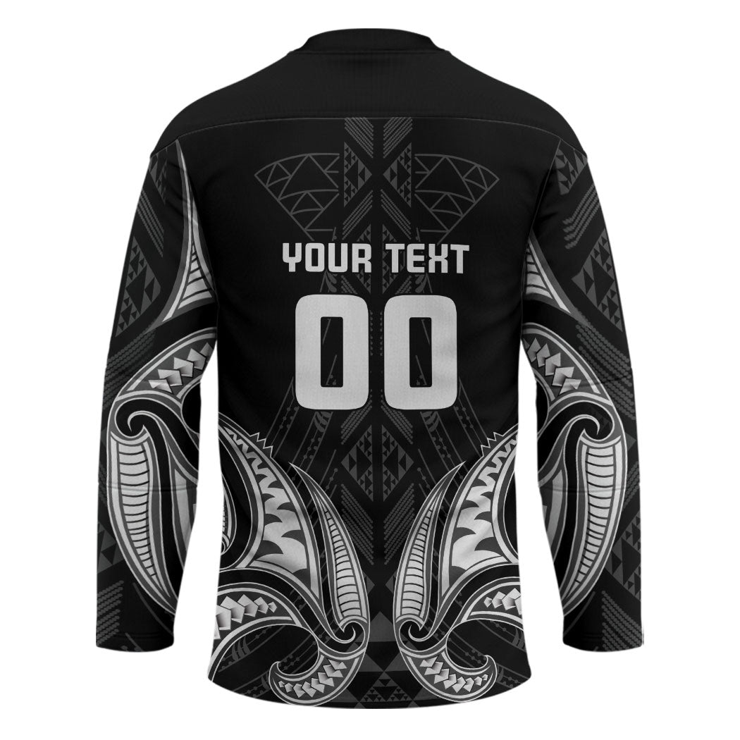 Maori Rugby Custom Ngaru Mangopare Hockey Jersey Black Whetu Niho Taniwha Motif