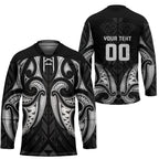 Maori Rugby Custom Ngaru Mangopare Hockey Jersey Black Whetu Niho Taniwha Motif