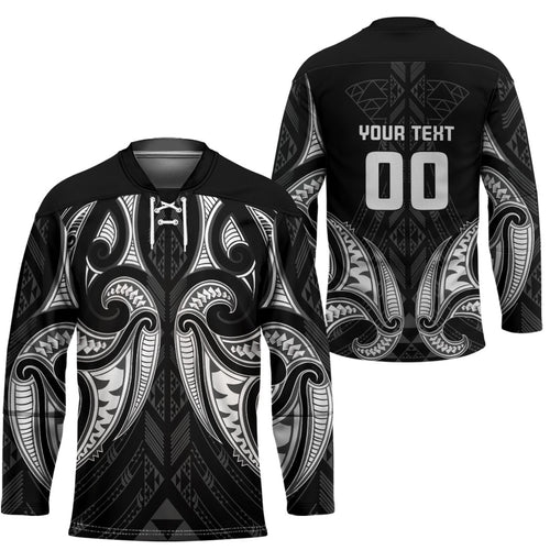 Maori Rugby Custom Ngaru Mangopare Hockey Jersey Black Whetu Niho Taniwha Motif