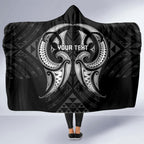 Maori Rugby Custom Ngaru Mangopare Hooded Blanket Black Whetu Niho Taniwha Motif