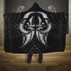 Maori Rugby Custom Ngaru Mangopare Hooded Blanket Black Whetu Niho Taniwha Motif