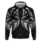 Maori Rugby Custom Ngaru Mangopare Hoodie Black Whetu Niho Taniwha Motif
