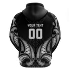 Maori Rugby Custom Ngaru Mangopare Hoodie Black Whetu Niho Taniwha Motif