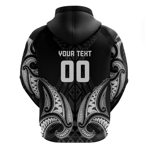 Maori Rugby Custom Ngaru Mangopare Hoodie Black Whetu Niho Taniwha Motif