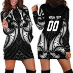 Maori Rugby Custom Ngaru Mangopare Hoodie Dress Black Whetu Niho Taniwha Motif