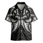 Maori Rugby Custom Ngaru Mangopare Kid Hawaiian Shirt Black Whetu Niho Taniwha Motif