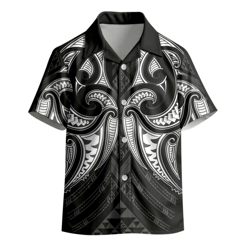 Maori Rugby Custom Ngaru Mangopare Kid Hawaiian Shirt Black Whetu Niho Taniwha Motif
