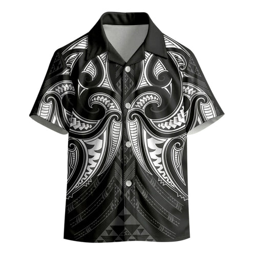 Maori Rugby Custom Ngaru Mangopare Kid Hawaiian Shirt Black Whetu Niho Taniwha Motif