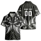 Maori Rugby Custom Ngaru Mangopare Kid Hawaiian Shirt Black Whetu Niho Taniwha Motif
