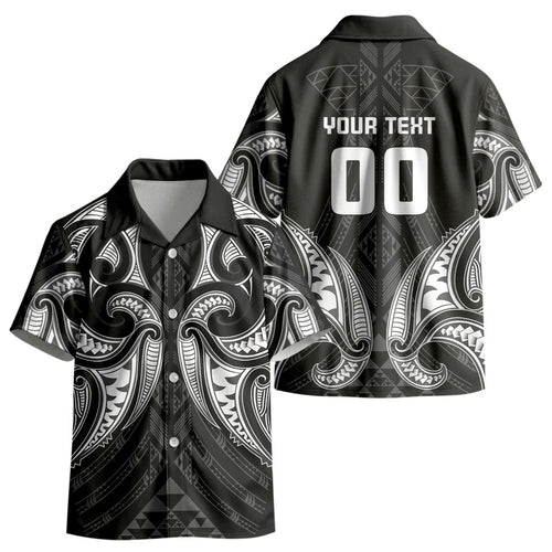 Maori Rugby Custom Ngaru Mangopare Kid Hawaiian Shirt Black Whetu Niho Taniwha Motif