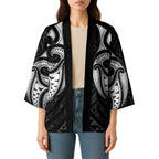 Maori Rugby Custom Ngaru Mangopare Kimono Black Whetu Niho Taniwha Motif