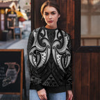 Maori Rugby Custom Ngaru Mangopare Ugly Christmas Sweater Black Whetu Niho Taniwha Motif