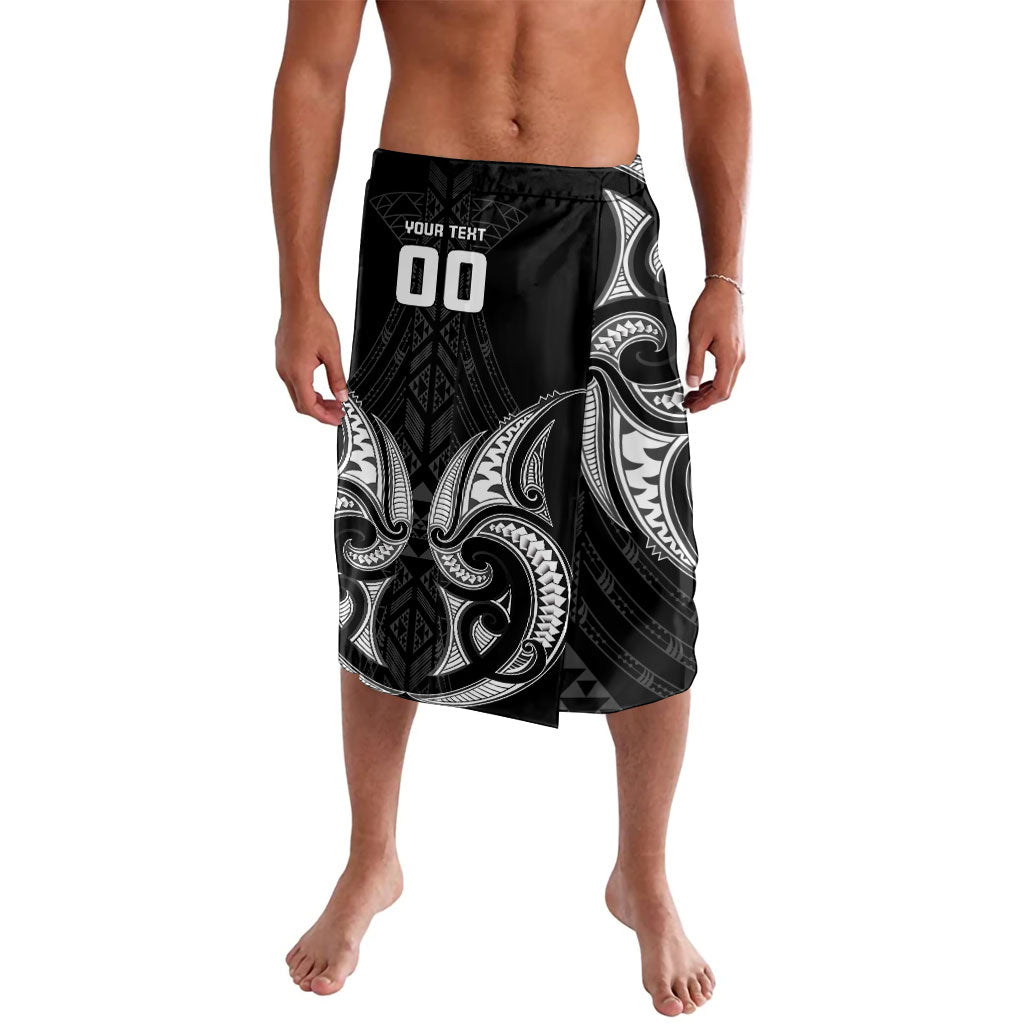 Maori Rugby Custom Ngaru Mangopare Lavalava Black Whetu Niho Taniwha Motif