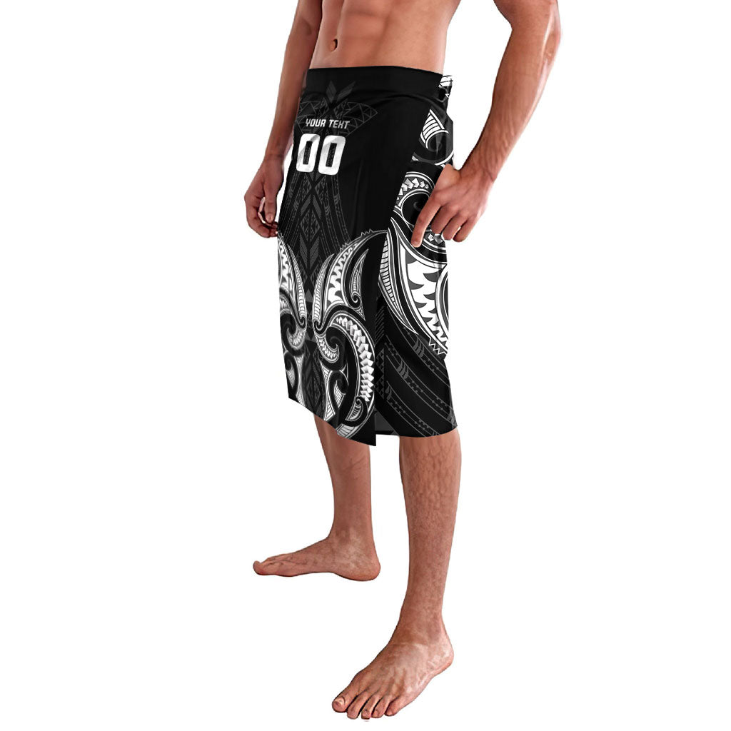 Maori Rugby Custom Ngaru Mangopare Lavalava Black Whetu Niho Taniwha Motif
