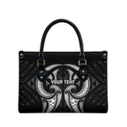 Maori Rugby Custom Ngaru Mangopare Leather Bag Black Whetu Niho Taniwha Motif