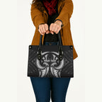 Maori Rugby Custom Ngaru Mangopare Leather Bag Black Whetu Niho Taniwha Motif