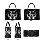 Maori Rugby Custom Ngaru Mangopare Leather Bag Black Whetu Niho Taniwha Motif