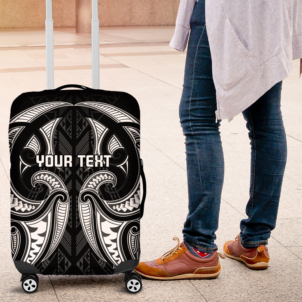 Maori Rugby Custom Ngaru Mangopare Luggage Cover Black Whetu Niho Taniwha Motif