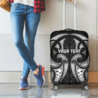 Maori Rugby Custom Ngaru Mangopare Luggage Cover Black Whetu Niho Taniwha Motif