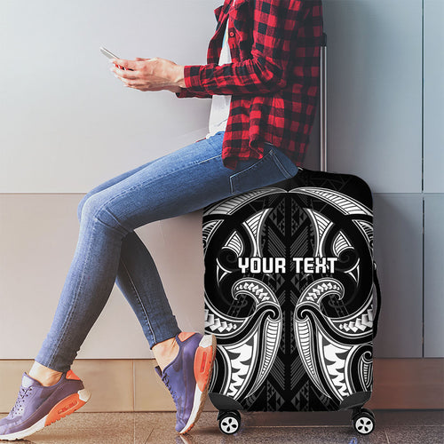 Maori Rugby Custom Ngaru Mangopare Luggage Cover Black Whetu Niho Taniwha Motif
